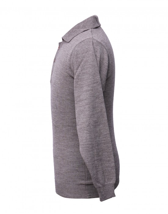 Men pure wool sweater plain collar light brown
